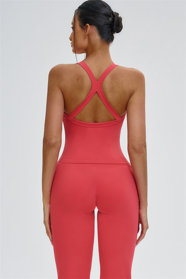 The Slate Cross Back Top Flared Leggings 2-Piece Set