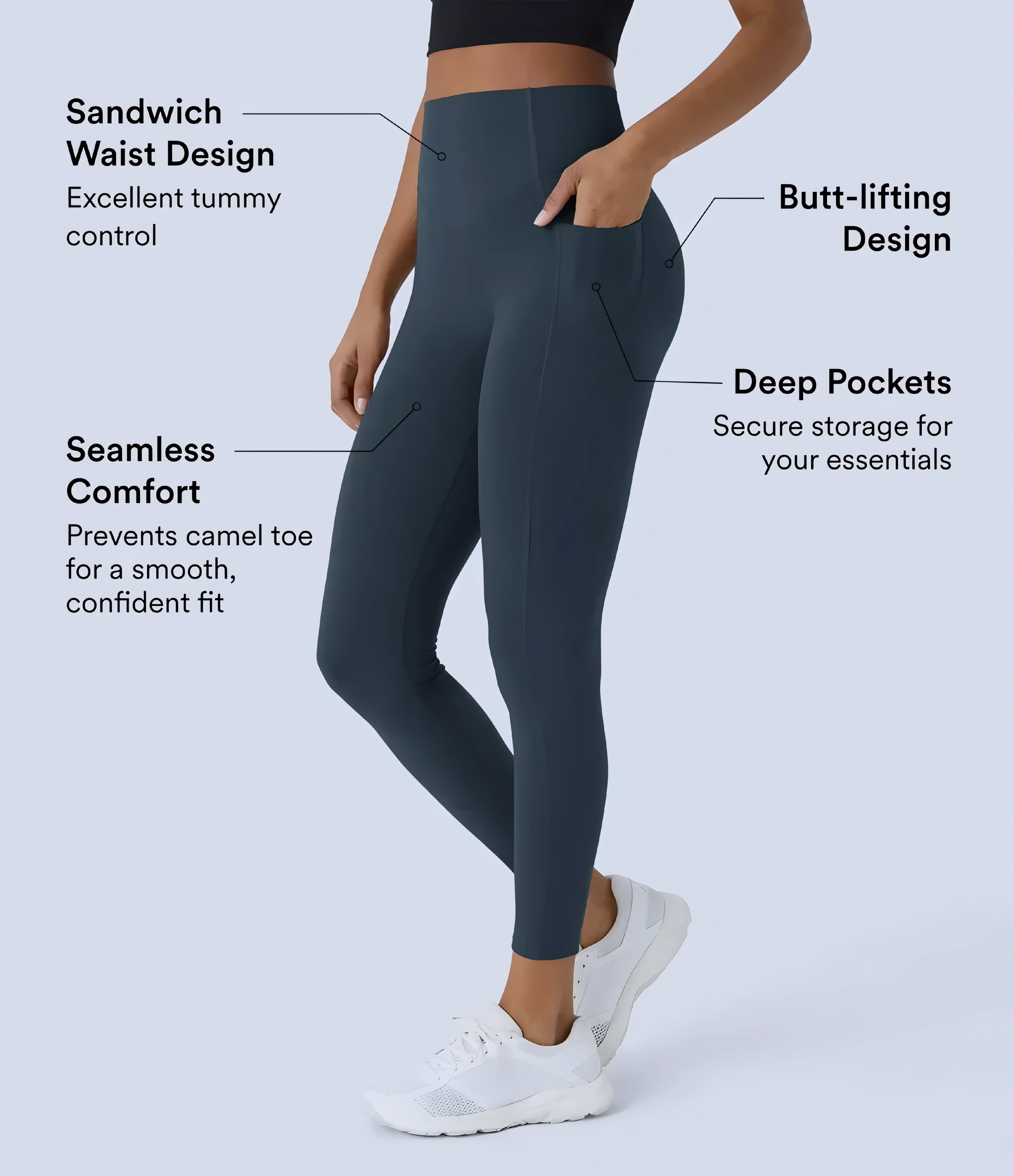 Valore UltraSculpt™ SoCinched High-Waist Tummy Control Butt-Lifting Leggings with Pockets