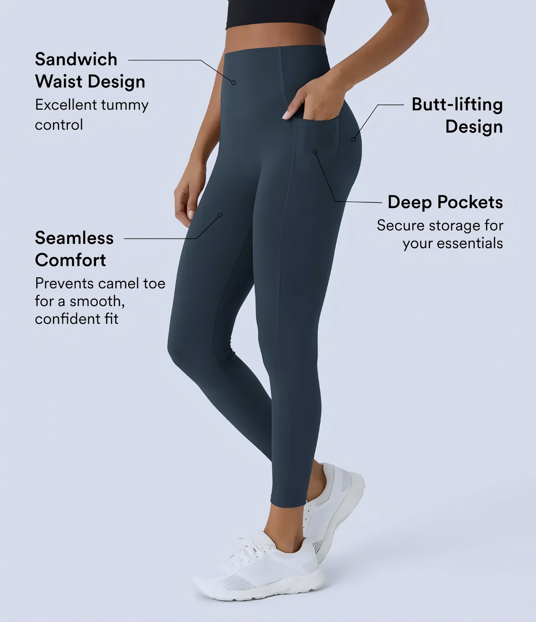 Valore UltraSculpt™ SoCinched High-Waist Tummy Control Butt-Lifting Leggings with Pockets