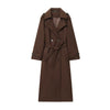 Double-Breasted Long Wool Coat Women's Classic Overcoat