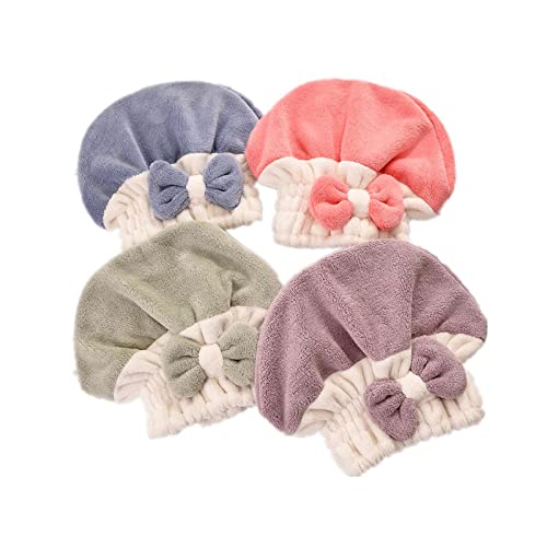 Towel Bow Women Portable Bow Shower Caps Quick-Drying Hair Cap Dry Hair Towel Super Absorbent Coral Velvet Bath Accessories
