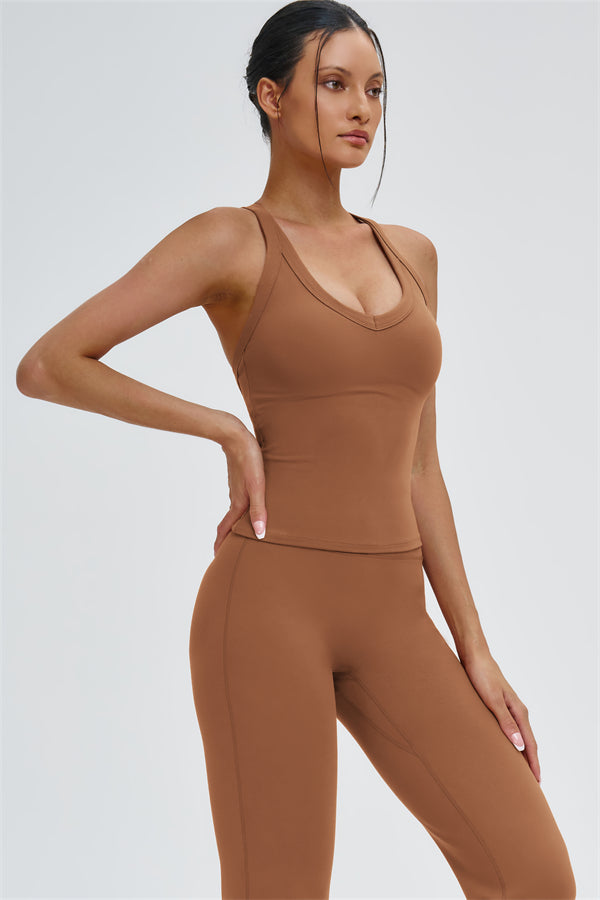 The Slate Cross Back Top Flared Leggings 2-Piece Set