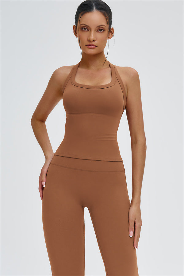 The Slate Y-Back Top Flared Leggings 2-Piece Set