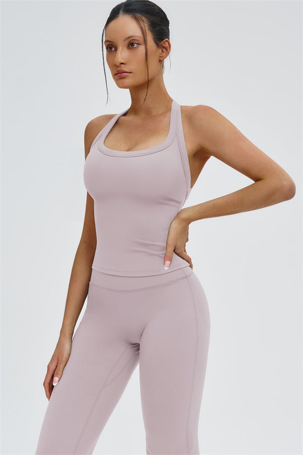 The Slate Y-Back Top Flared Leggings 2-Piece Set