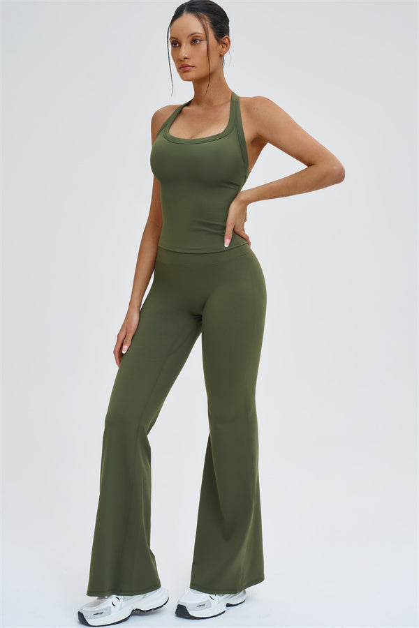 The Slate Y-Back Top Flared Leggings 2-Piece Set