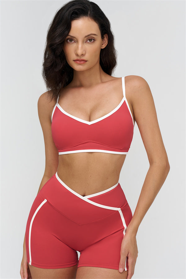 The Crave Contrast Sports Bra Shorts 2-Piece Set
