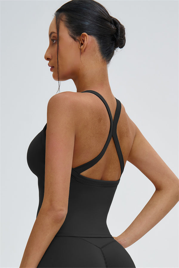 The Slate Cross Back Top Flared Leggings 2-Piece Set