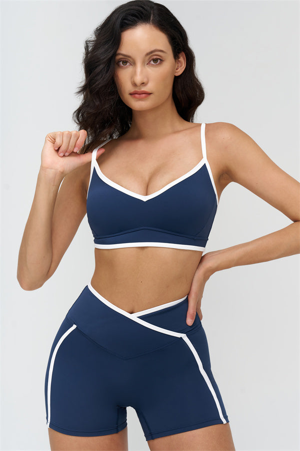 The Crave Contrast Sports Bra Shorts 2-Piece Set