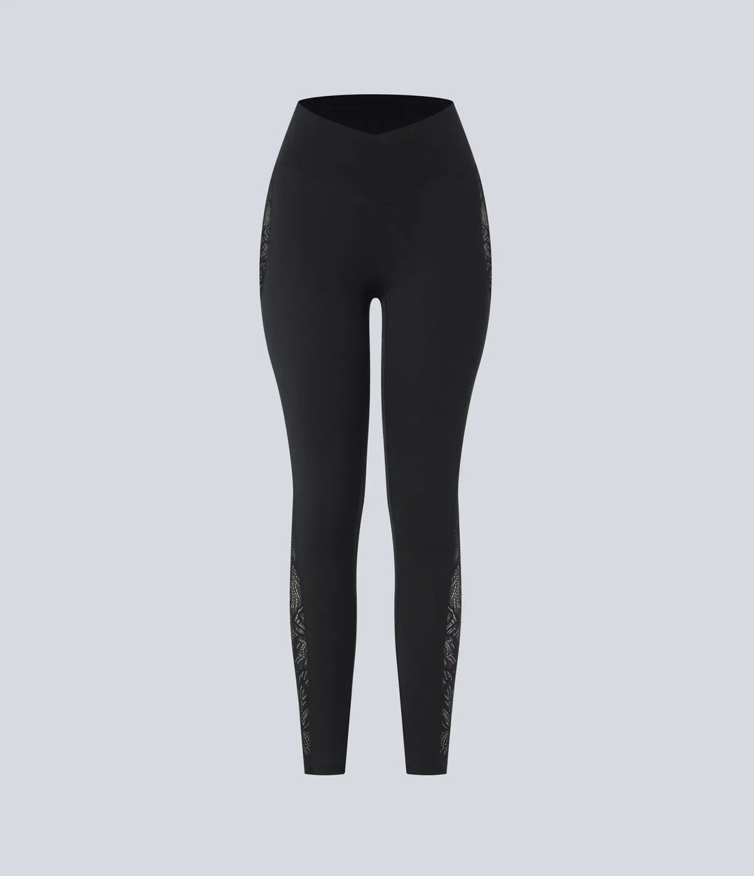 Valore™ High Waisted Crossover Contrast Lace Pocket Yoga Leggings-UPF50+