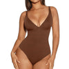 V-Neck Tummy Control Shapewear Bodysuit with Built-in Bra