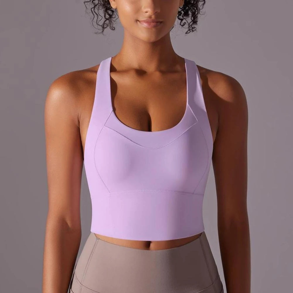 Seamless Crossback Sports Bra Tank Top – Nude Feel & Quick-Dry