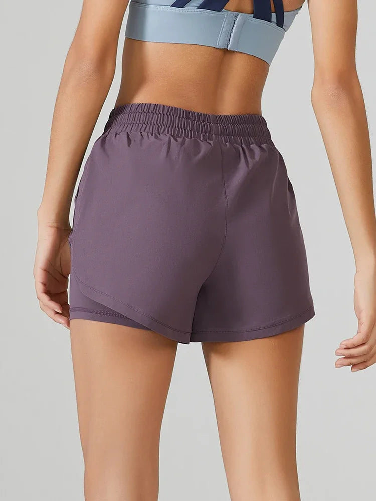 Double Layer Sports Shorts – Loose Fit with Side Pockets