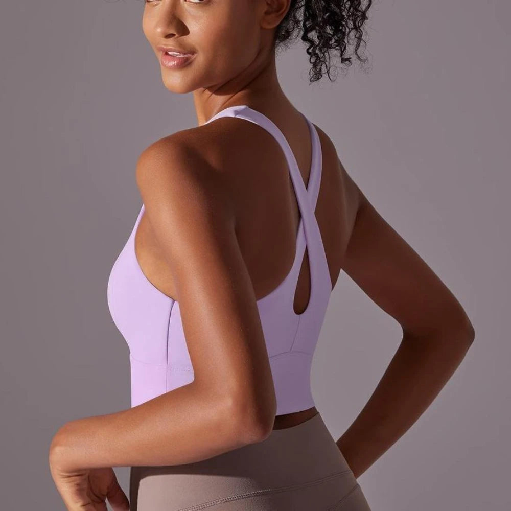 Seamless Crossback Sports Bra Tank Top – Nude Feel & Quick-Dry