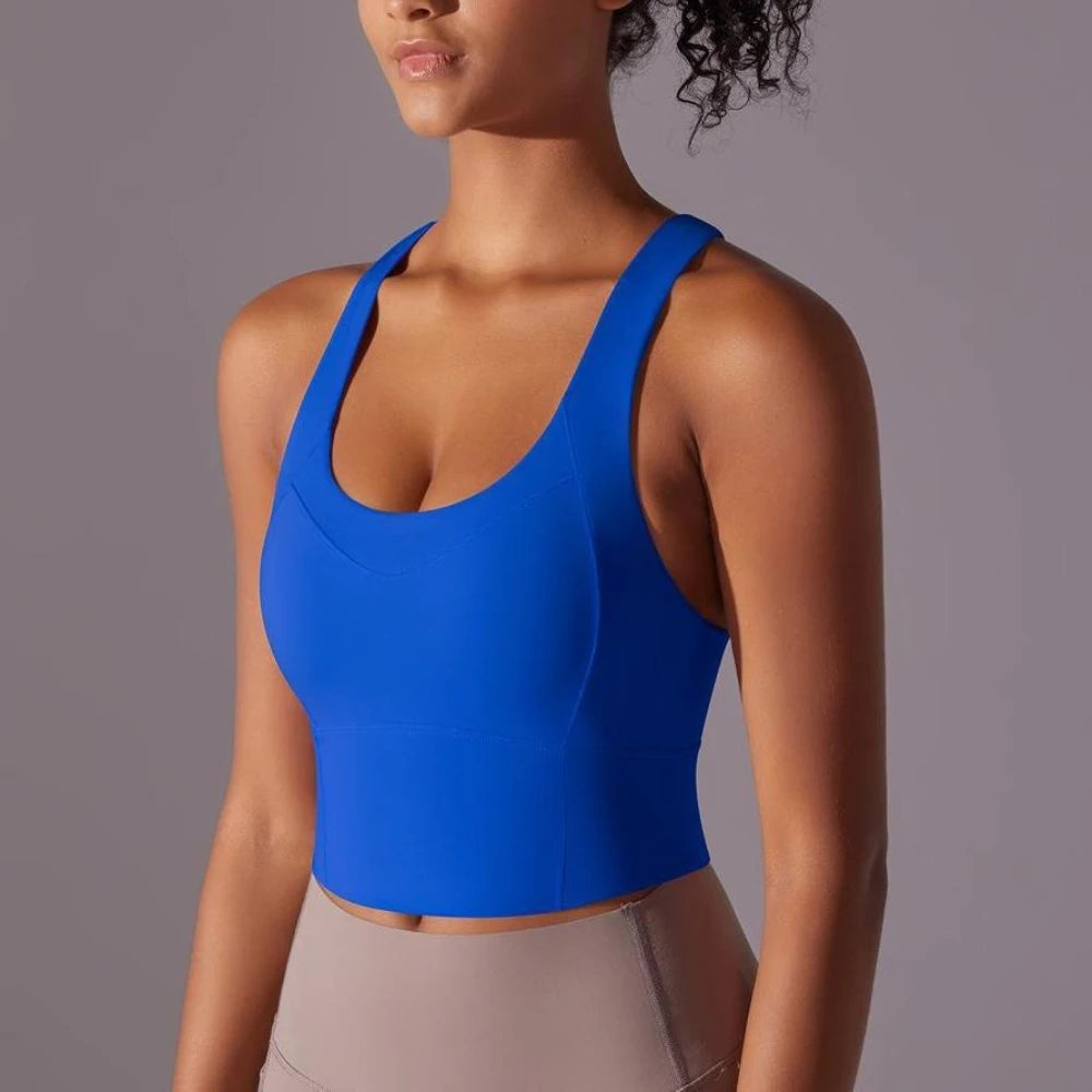 Seamless Crossback Sports Bra Tank Top – Nude Feel & Quick-Dry