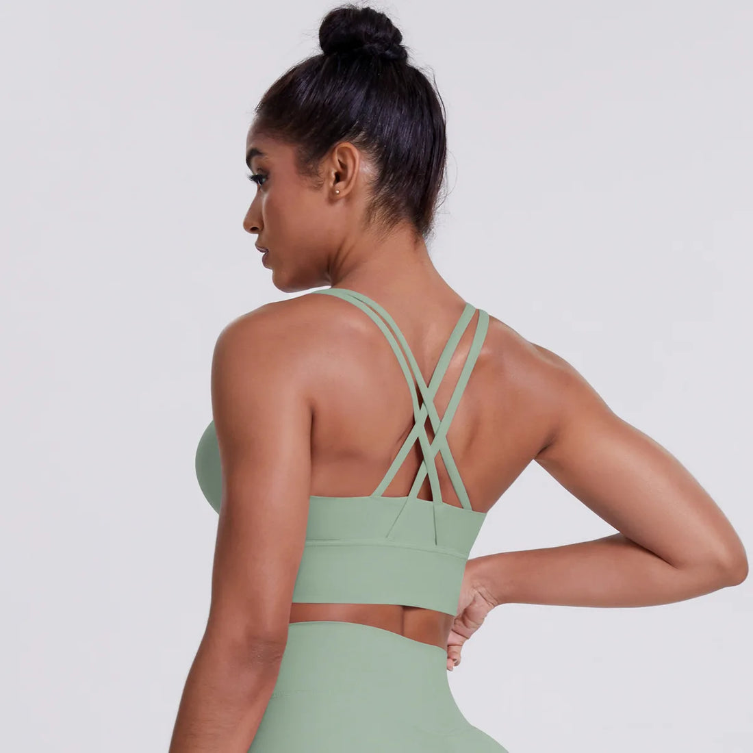 Back Cross Strap Sports Bra Tank Top – Push-Up & Breathable