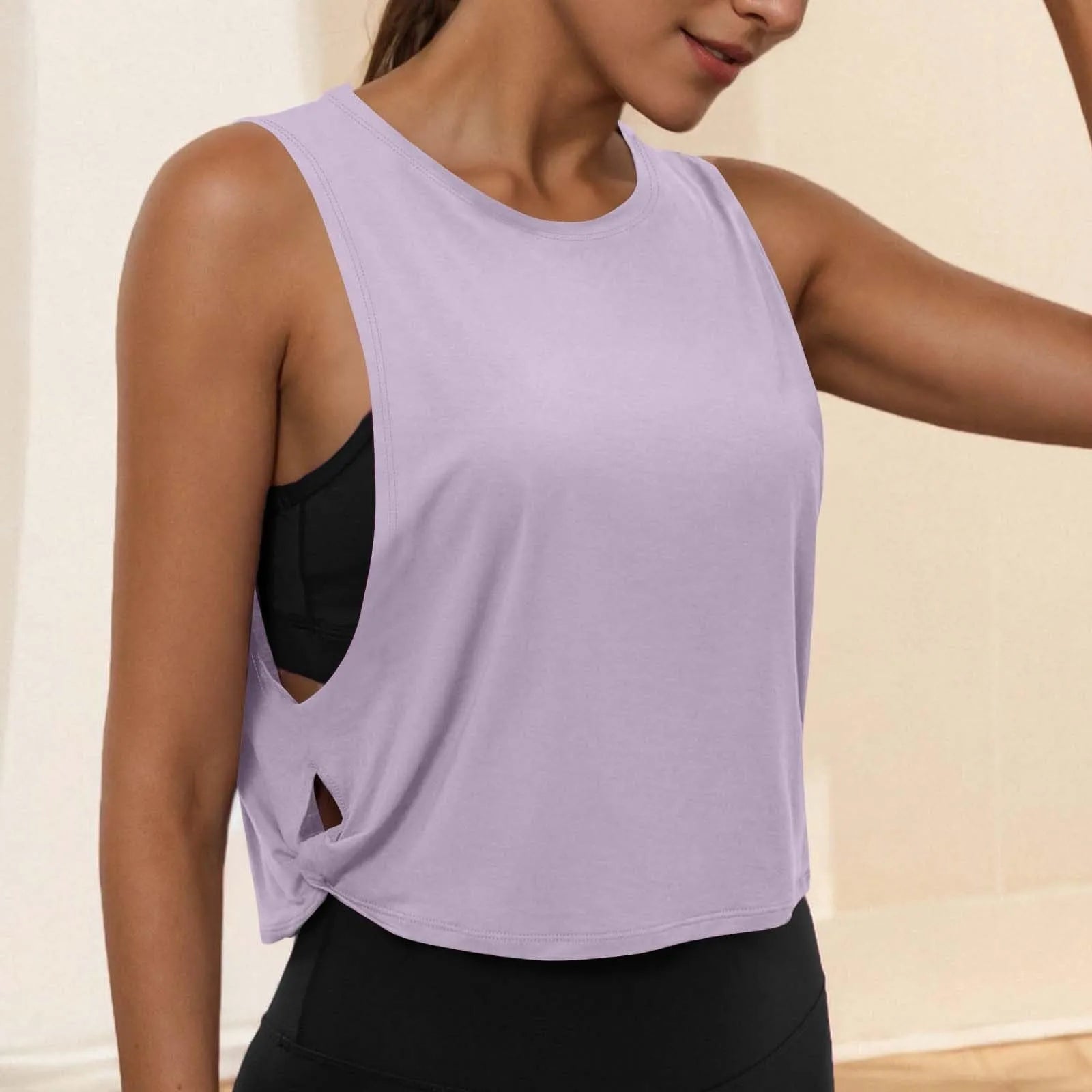 Round Neck Yoga Tank Top – Lightweight & Comfy