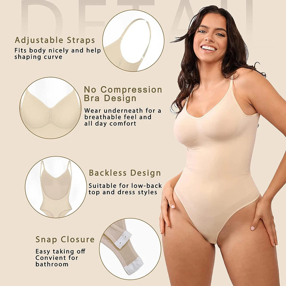 Backless Seamless Thong Shapewear Bodysuit