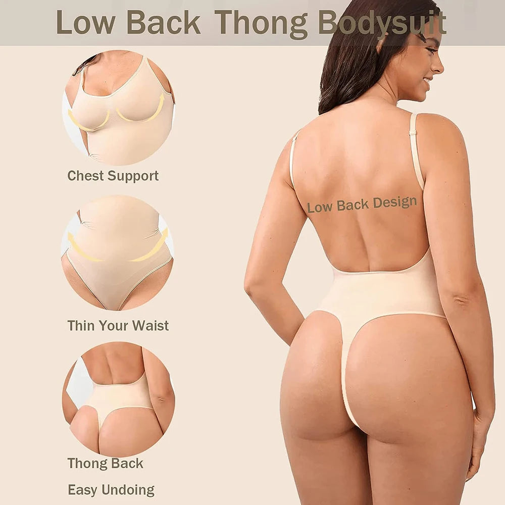 Backless Seamless Thong Shapewear Bodysuit