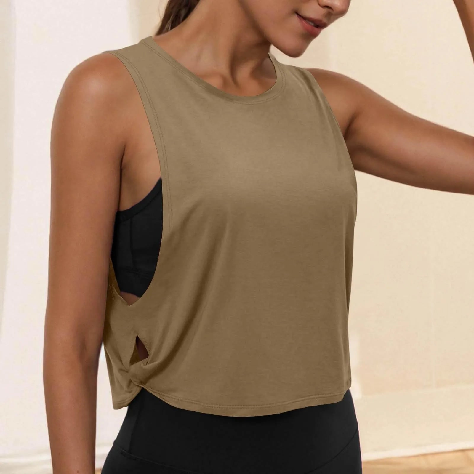 Round Neck Yoga Tank Top – Lightweight & Comfy
