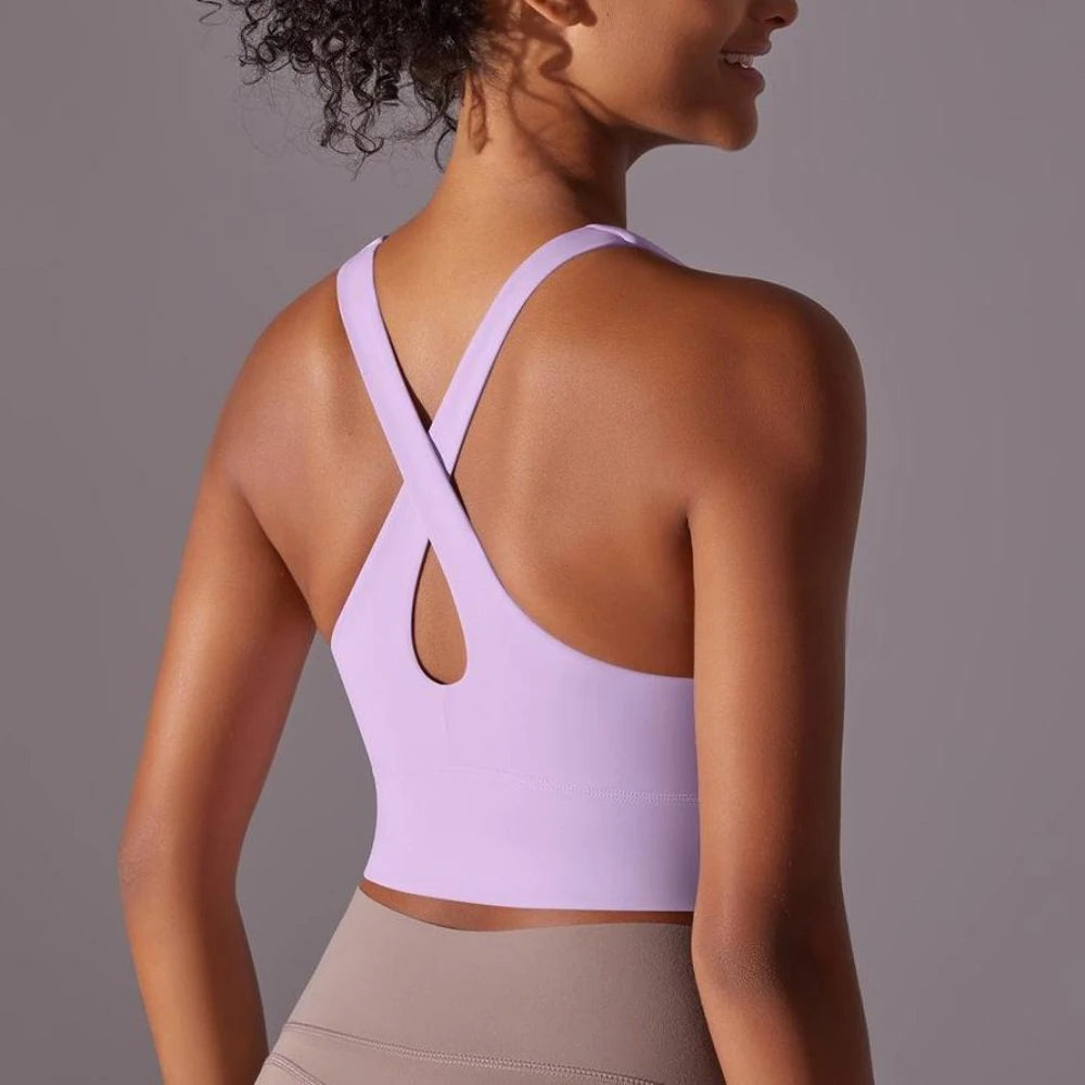 Seamless Crossback Sports Bra Tank Top – Nude Feel & Quick-Dry