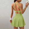 Backless Tennis Dress – Quick-Dry Activewear with Built-In Shorts