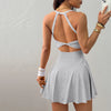 Backless Tennis Dress – Quick-Dry Activewear with Built-In Shorts