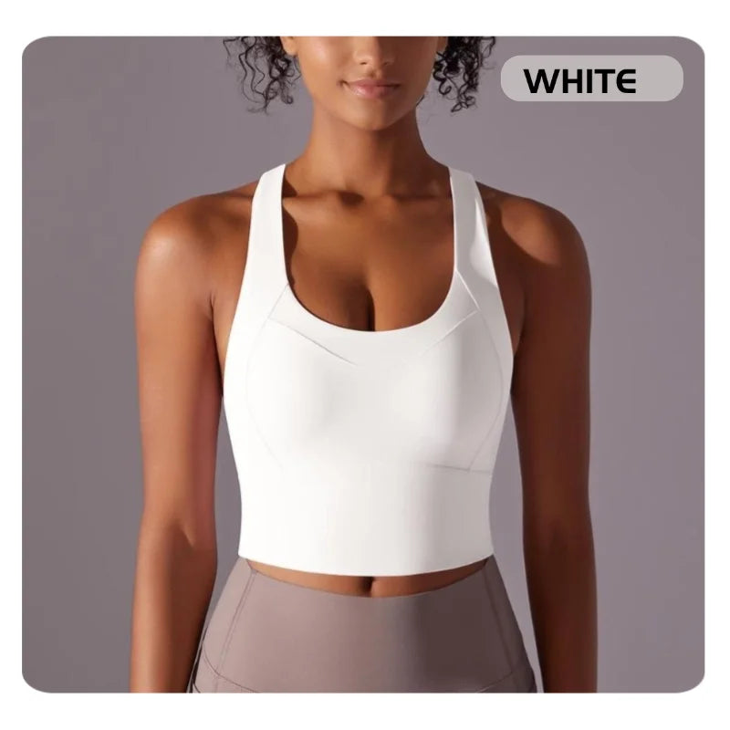 Seamless Crossback Sports Bra Tank Top – Nude Feel & Quick-Dry