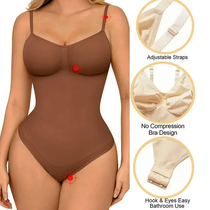 Thong Shapewear Bodysuit with Open Crotch and Tummy Control