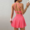 Backless Tennis Dress – Quick-Dry Activewear with Built-In Shorts