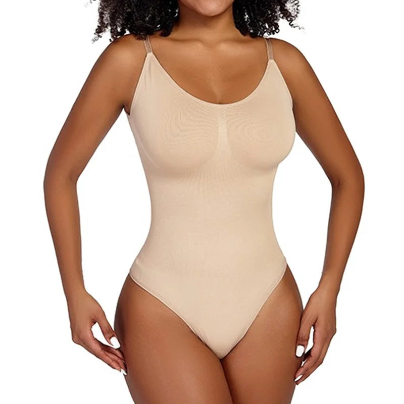 Thong Shapewear Bodysuit with Open Crotch and Tummy Control