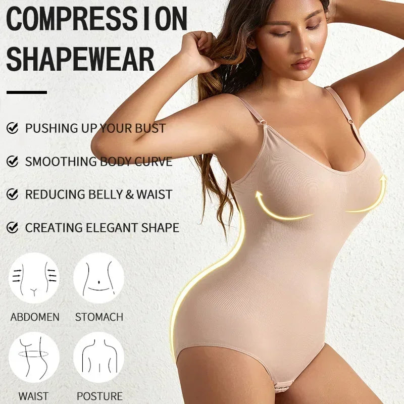 Seamless Shapewear Bodysuit with Tummy Control and Hip Lift