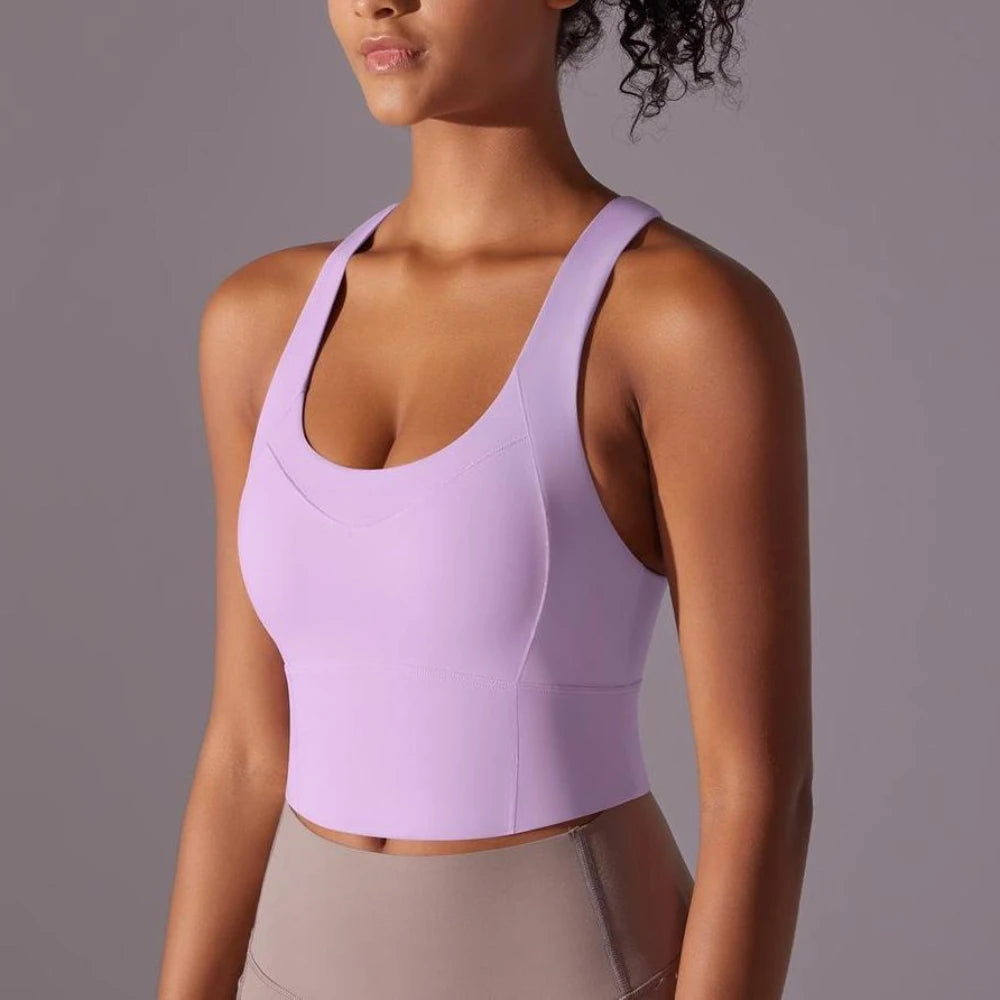 Seamless Crossback Sports Bra Tank Top – Nude Feel & Quick-Dry