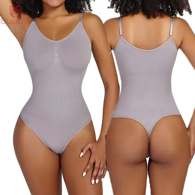 Seamless Thong Shapewear Bodysuit with Open Crotch