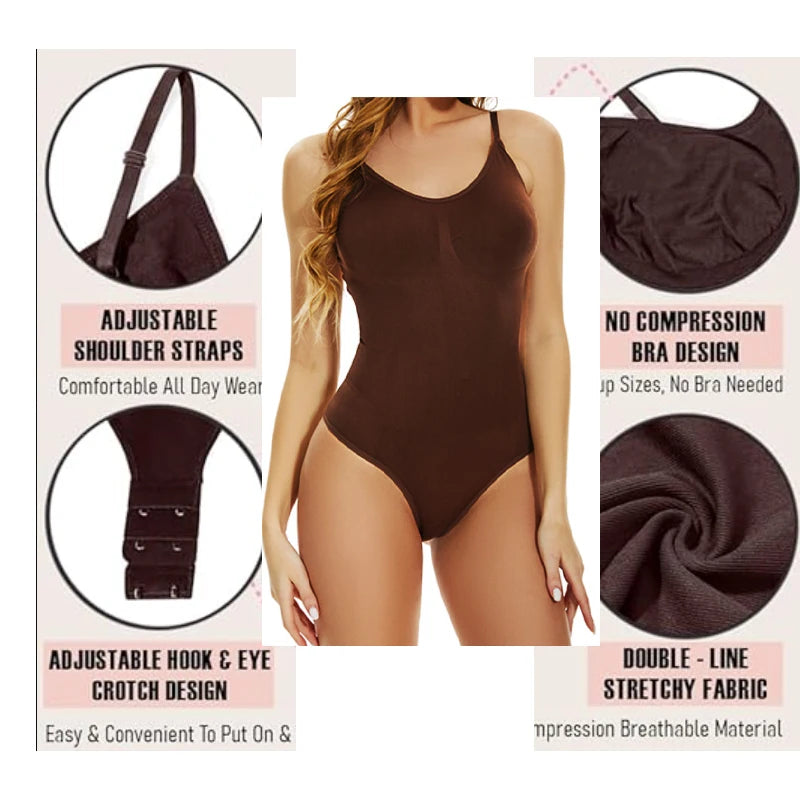 Seamless Thong Shapewear Bodysuit with Open Crotch