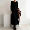 Valore-2026 Autumn Winter Round Neck Fitted Cable Knit Sweater Maxi Dress