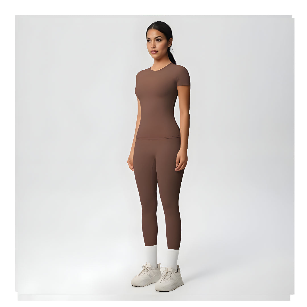 Valotre Women’s 2 Piece Workout Set – Athletic T-Shirt & High Waist Leggings – Activewear for Gym, Running & Yoga