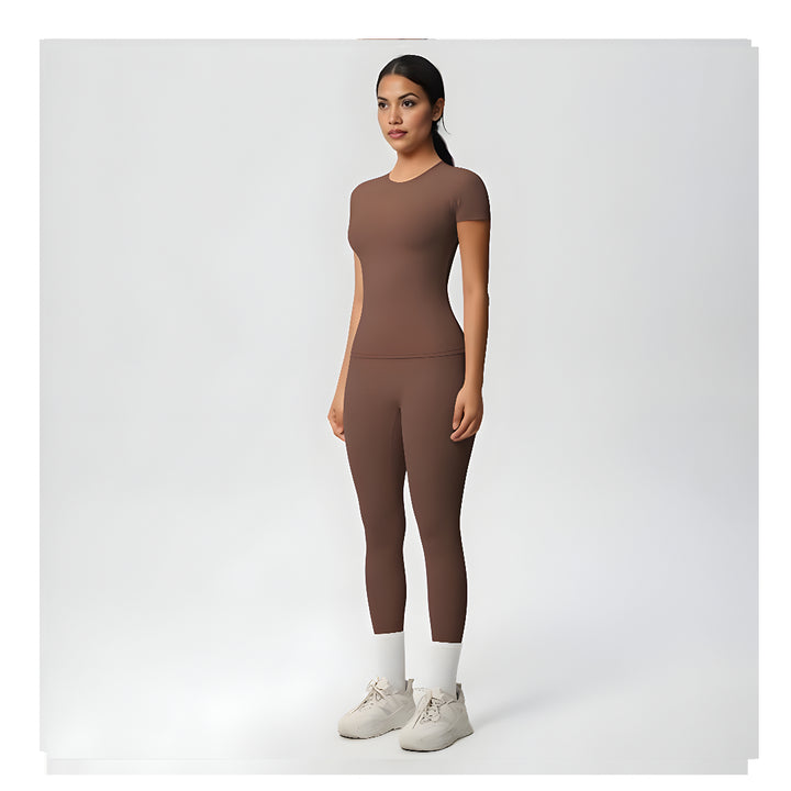 Valotre Women’s 2 Piece Workout Set – Athletic T-Shirt & High Waist Leggings – Activewear for Gym, Running & Yoga