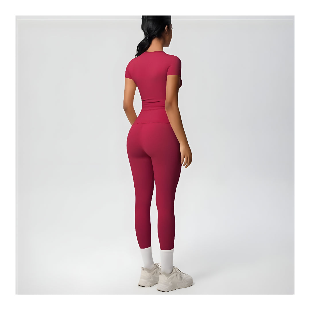 Valotre Women’s 2 Piece Workout Set – Athletic T-Shirt & High Waist Leggings – Activewear for Gym, Running & Yoga