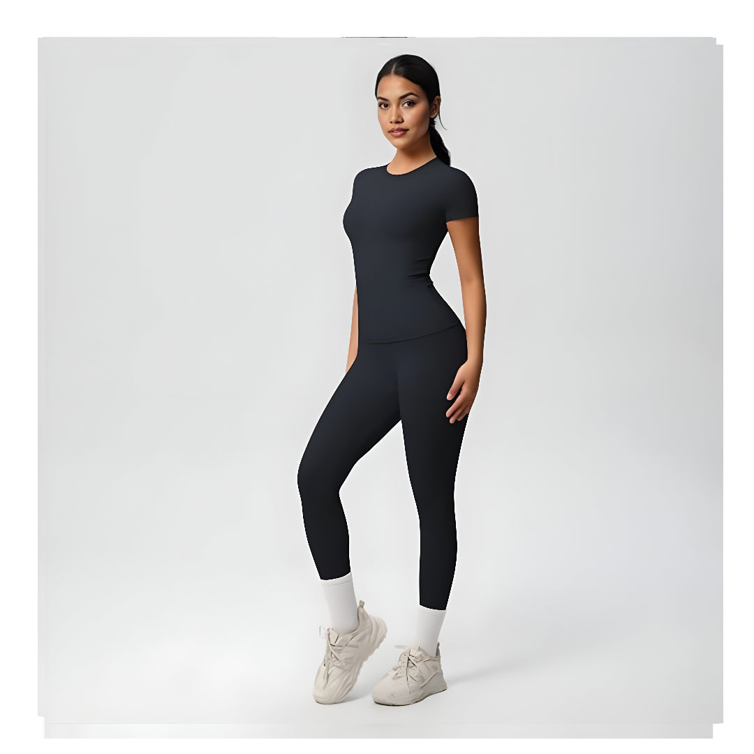 Valotre Women’s 2 Piece Workout Set – Athletic T-Shirt & High Waist Leggings – Activewear for Gym, Running & Yoga