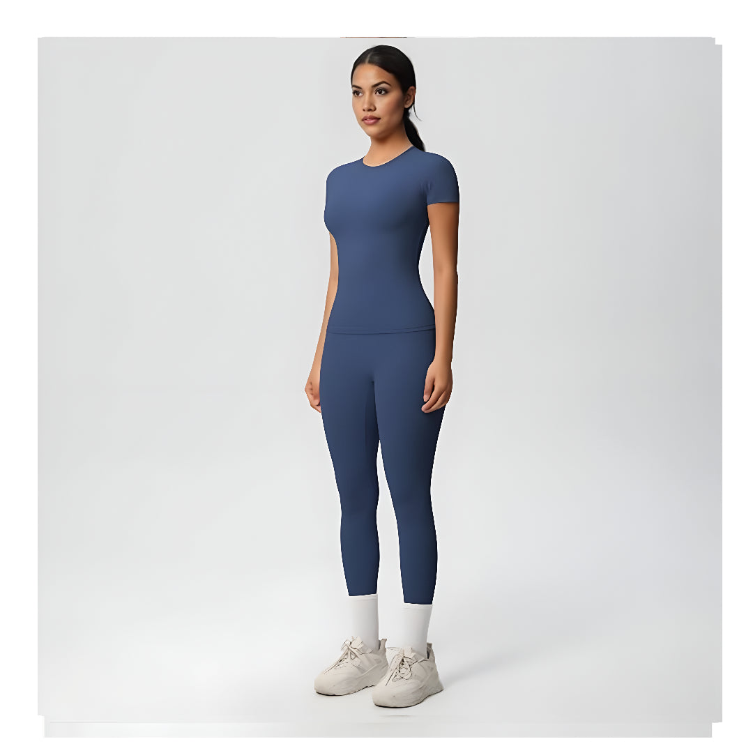 Valotre Women’s 2 Piece Workout Set – Athletic T-Shirt & High Waist Leggings – Activewear for Gym, Running & Yoga