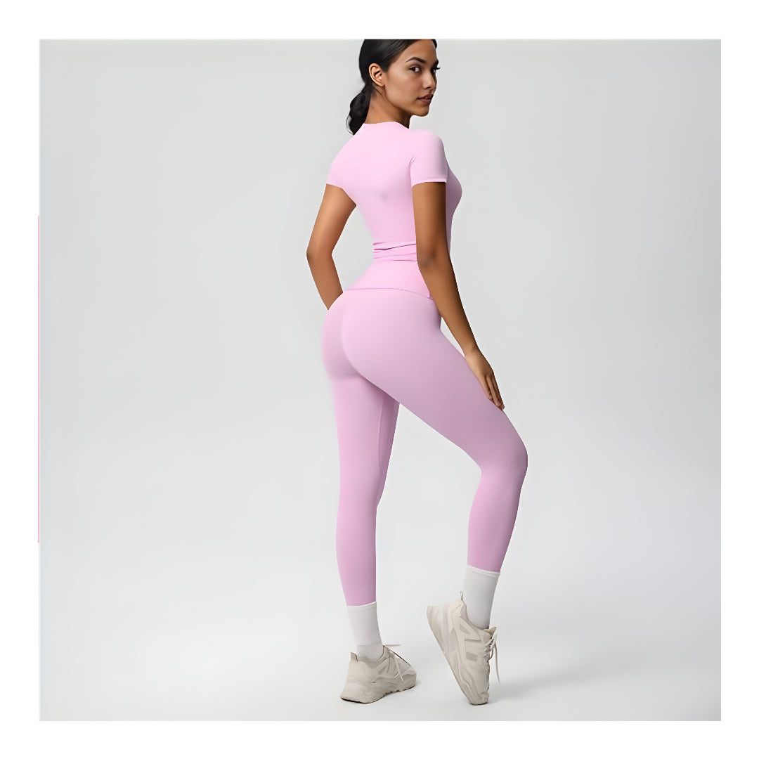Valotre Women’s 2 Piece Workout Set – Athletic T-Shirt & High Waist Leggings – Activewear for Gym, Running & Yoga