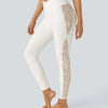 Valore™ High Waisted Crossover Contrast Lace Pocket Yoga Leggings-UPF50+