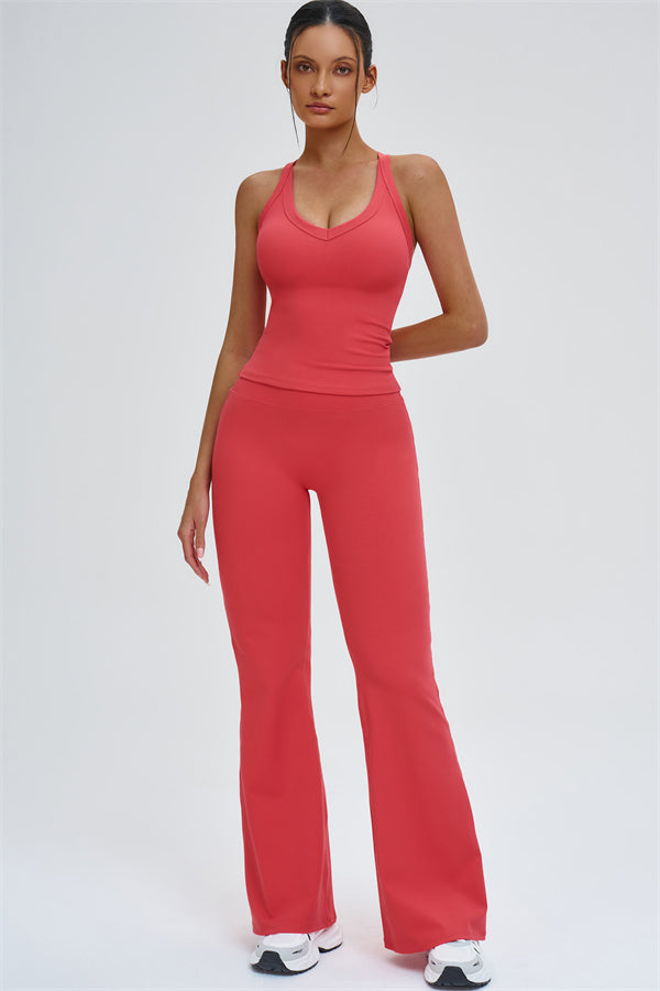 The Slate Cross Back Top Flared Leggings 2-Piece Set