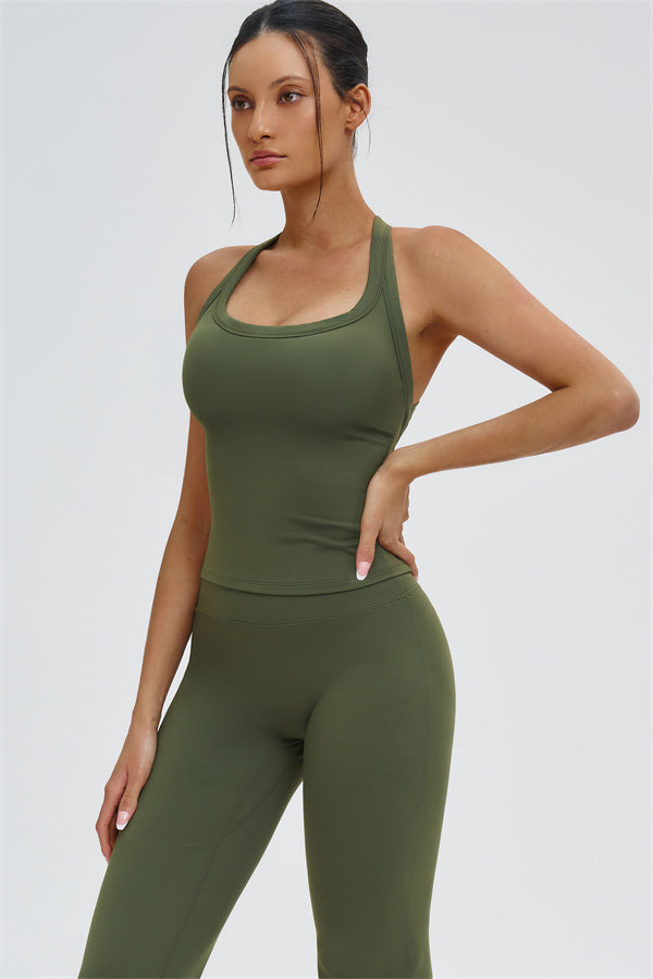 The Slate Y-Back Top Flared Leggings 2-Piece Set