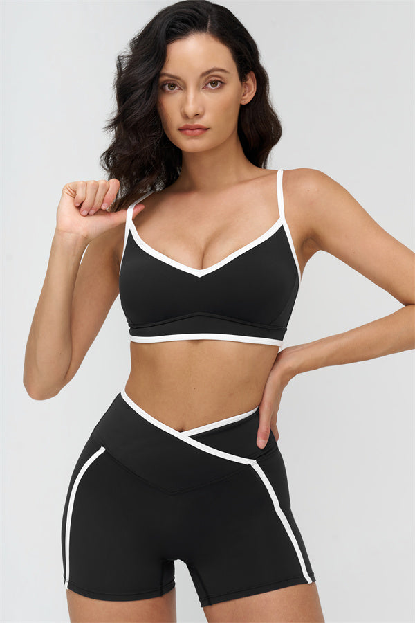 The Crave Contrast Sports Bra Shorts 2-Piece Set