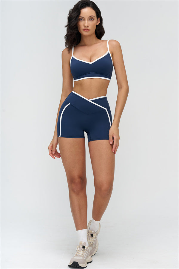 The Crave Contrast Sports Bra Shorts 2-Piece Set